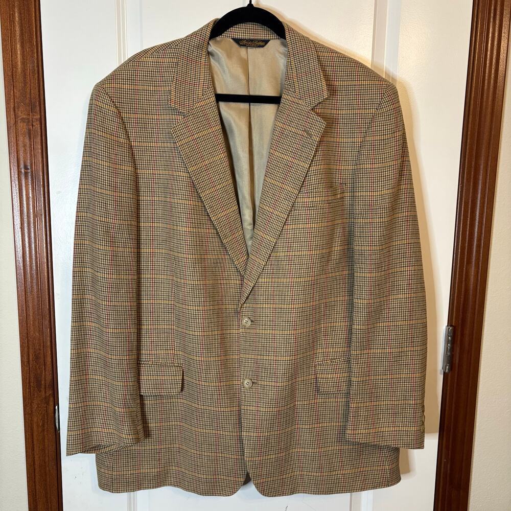 Vintage 90s Brooks Brothers Men’s Houndstooth Wool Sport Coat Made in USA – 44R‌
